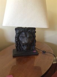 HEAVY cast iron lion face lamp...stunning!!