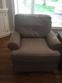 Pair of soft gray  Swivel glider chairs made by Best Home Furnishings