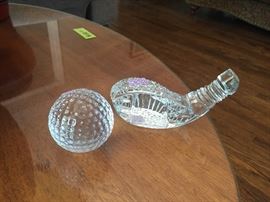 Waterford crystal golf club head and ball