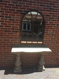 Architectural concrete table and lovely mirror