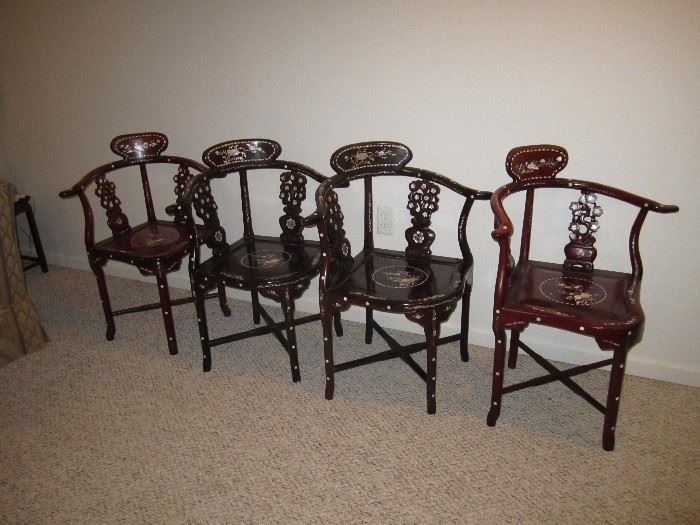 Asian shell inlay chairs