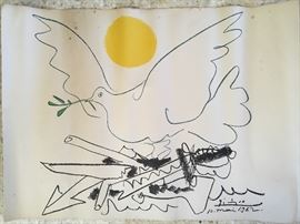 "Dove Of Peace" Lithograph by Picasso, 1881-1973, Printed in Paris, 1962