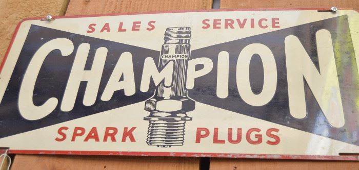 Champion tin sign