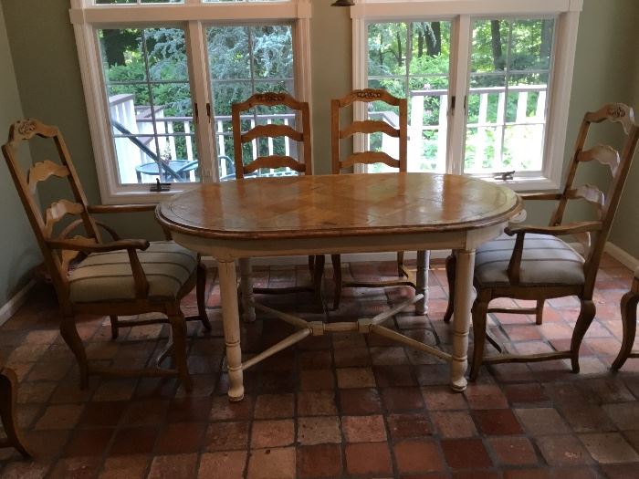 Guy Chadwick &Co. Bench made Table and 6 Chairs.            Matching Hutch  