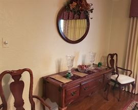 American Drew buffet, round mirror