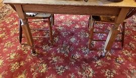 vintage oak table and rug