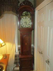 Scottish grandfather clock, antique, excellent artwork on face, very nice cabinet, excellent condition
