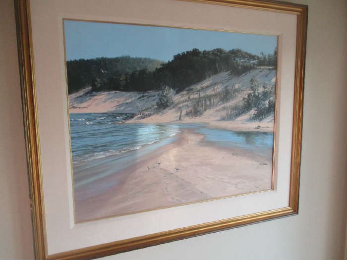 Jeanne Rockett , quiet morning painting, framed and matted, excellent condition