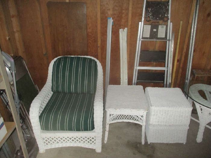 wicker chair and tables