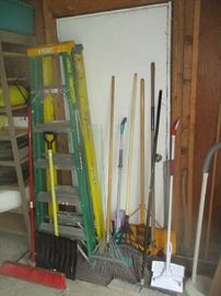 yard tools and ladders