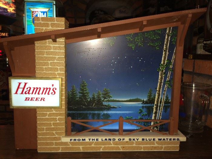 Hamm's Starry night working lighted sign                            From the Land of Sky Blue Waters