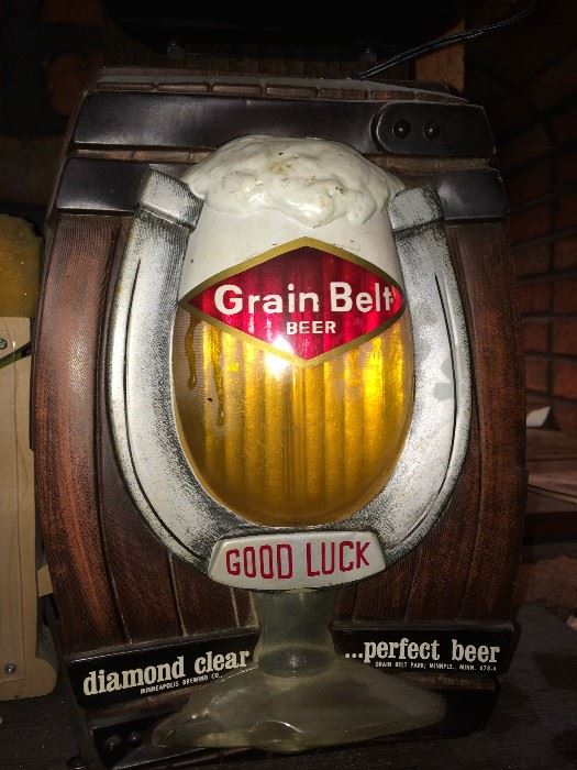 Vintage Grain Belt bubbler sign
