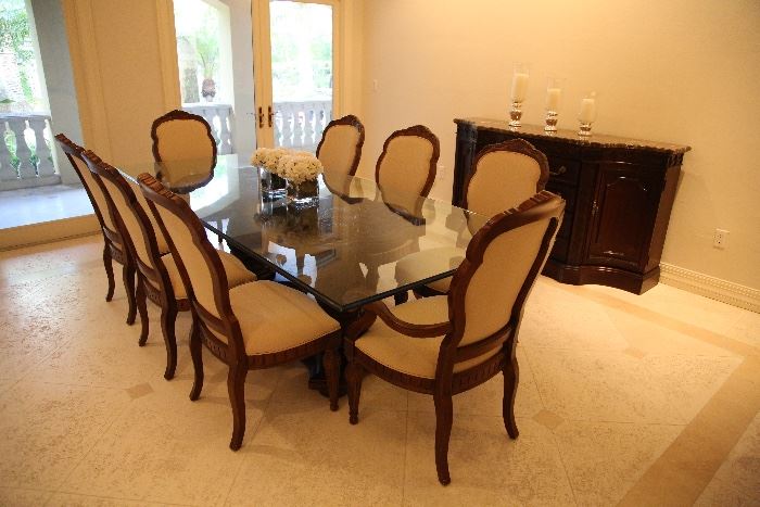 Bernhardt dining room set. Candleholders and candles on the sideboard are not for sale.