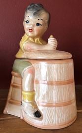 Vtg Cookie Jar Boy Churning Butter
