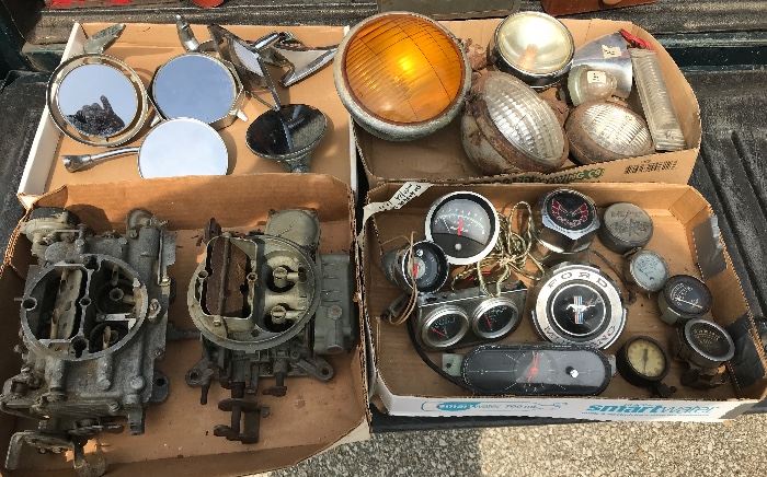 Vintage Holley/Carter Carbs. 60s Mustang/Trans Am gas caps. 1930s-50s headlights-mirrors more