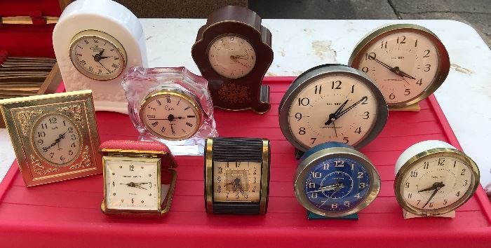 Vintage Elgin, Westclox, Other Alarm/Mantle/Bedside clocks.....all working