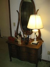 another nice antique dresser & milk glass lamp