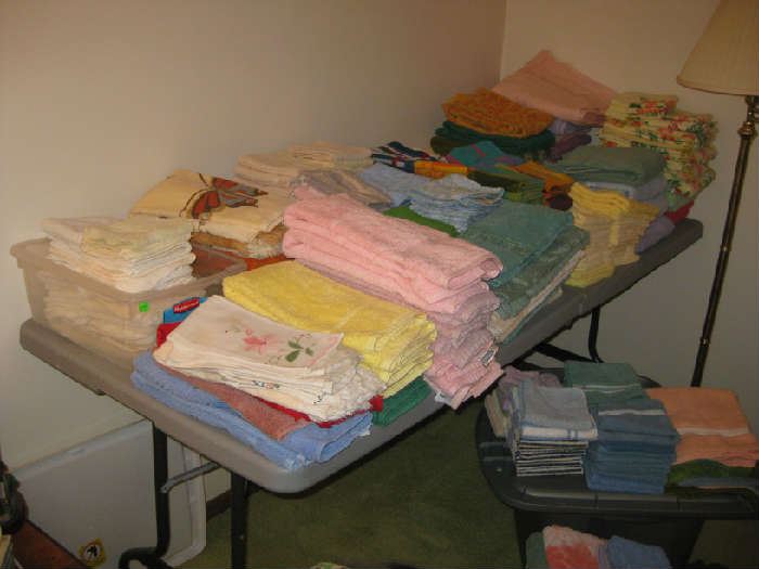 large selection of towels, the majority are like new