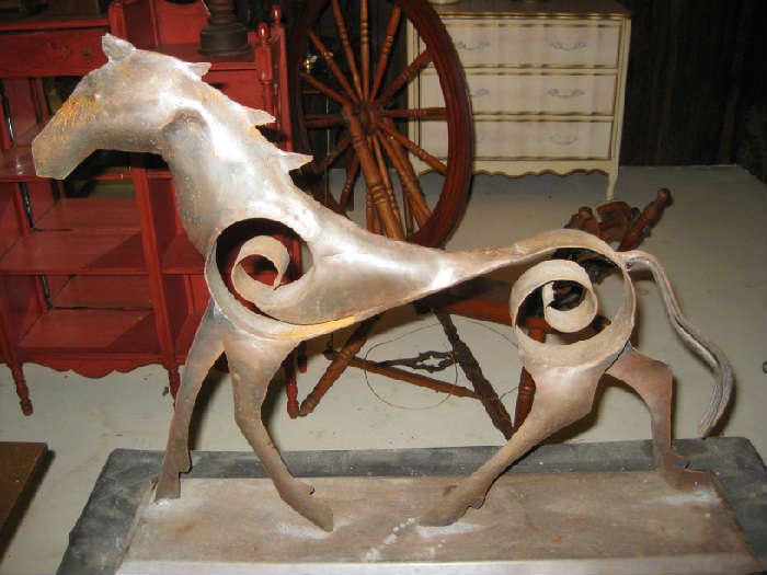 unusual folk art metal horse