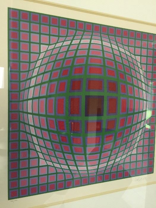 Victor Vasarely  Tit  al A  from the 3 piece Titan Suite 1985 Serigraph in color on Arches paper  Signed in pencil numbered