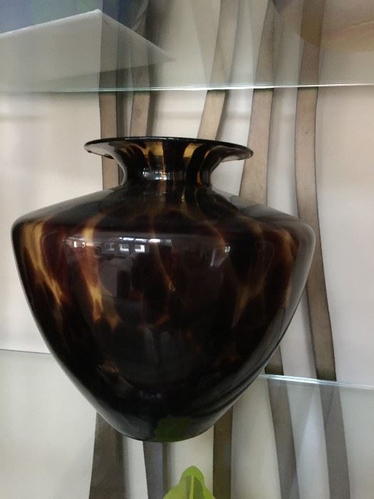 Czech Tortoise Art Glass Vase