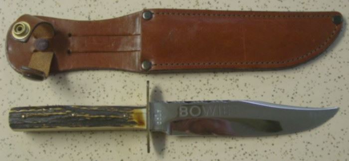 Bowie Knife w/Stag Handles Made By Olsen Knife Co. - Solingen Germany