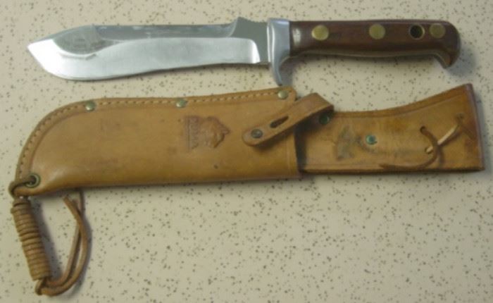 1966 Puma White Hunter Knife w/Wood Handles & Sheath - Germany