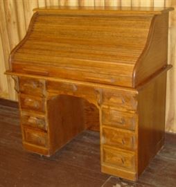 44" Oak Roll Top Desk