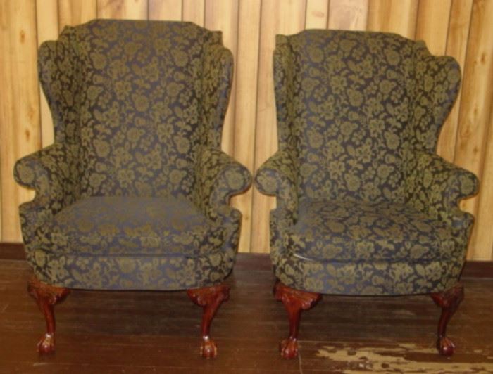 Thomasville Wing Back Chairs w/Claw & Ball Feet