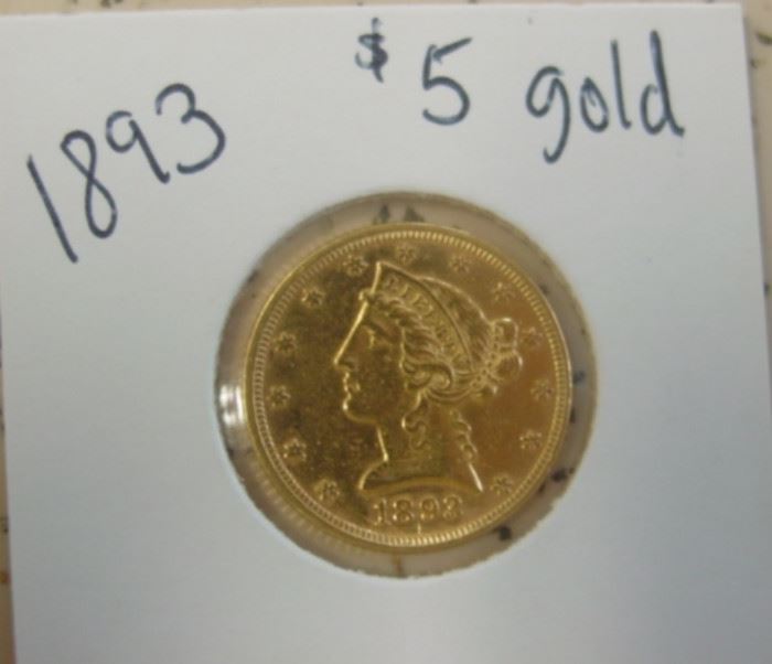 1893 Gold $5.00 Coin