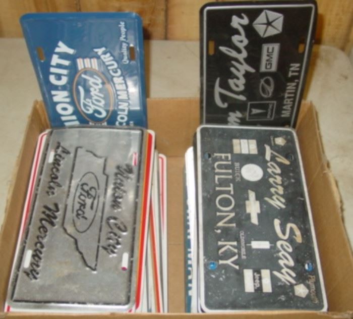 Box Of Advertising Car Dealership Plates