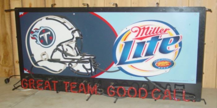 Neon TN Titans & Miller Lite Beer Sign - AS IS