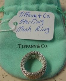 Tiffany & Co. Sterling Mesh Ring w/Blue Bag