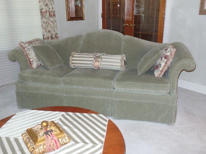Sage green couch w/ two matching side chairs ---Perfect Condition 