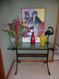 Delightful Glass and wrought iron table