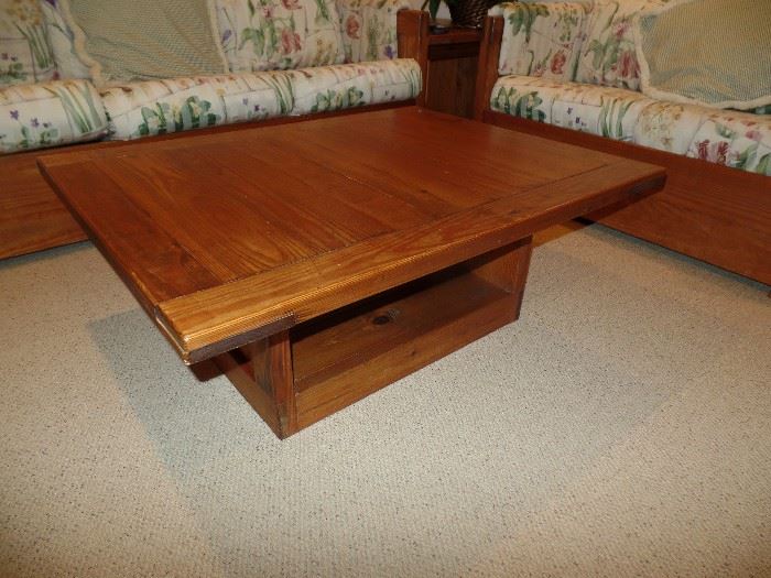Wood crate style furniture - couch, loveseat, coffee table,2  side tables, couch table and cabinet - Also has kitchen table 