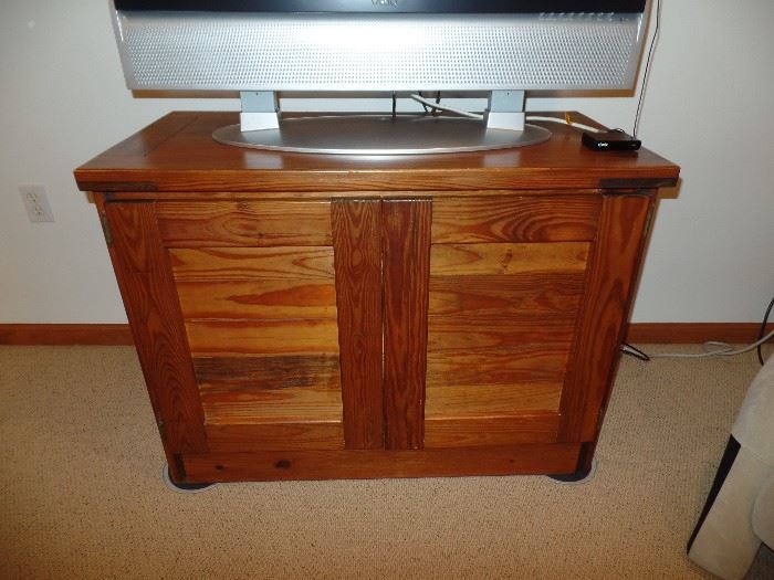 Wood crate style furniture - couch, loveseat, coffee table, 2 side tables, couch table and cabinet - Also has kitchen table 
