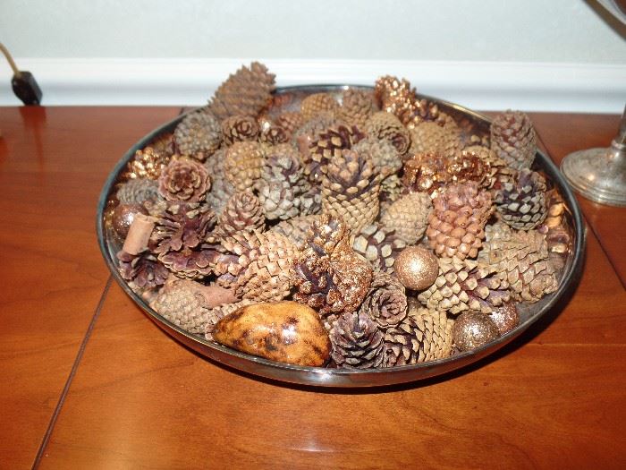 tray of pine cones