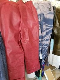 Vintage red leather pants, Fendi jeans