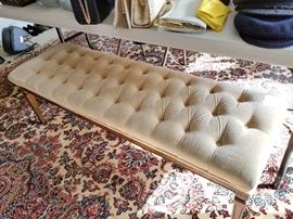 Vintage velvet tufted bench