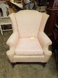 Shell pink wingback chair