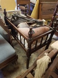 Walnut Victorian baby bed