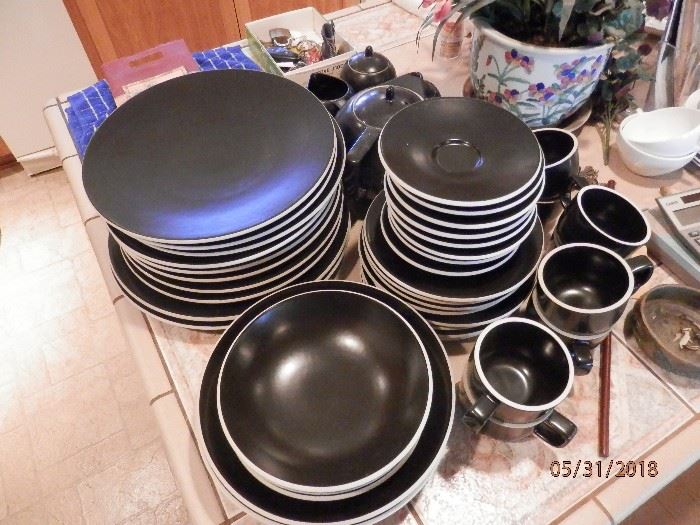 SASAKI Colorstone "Black" set of dishes....around 50 pieces...I don't see chips