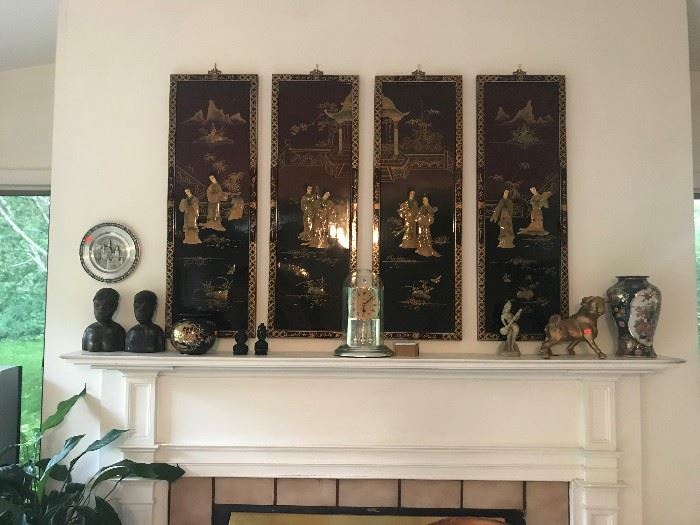 Asian Oriental Wall Screens, Anniversary Clock, Collectible pieces