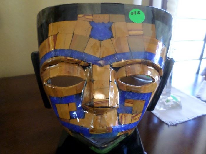 Mexican Unique Handcrafted mask using lapiz, black onyx