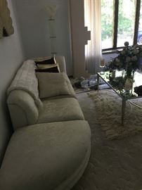Another view of the sofa and chrome and mirror top coffee table !