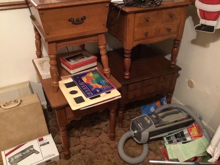 Vacuum cleaner, toys, 4 different side/end tables