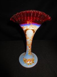 Enameled Victorian Fan Vase