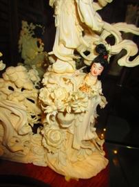Detail of Hand Carved Chinese Geisha