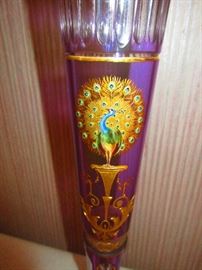 Detail of Hand-Painted Peacock Vase